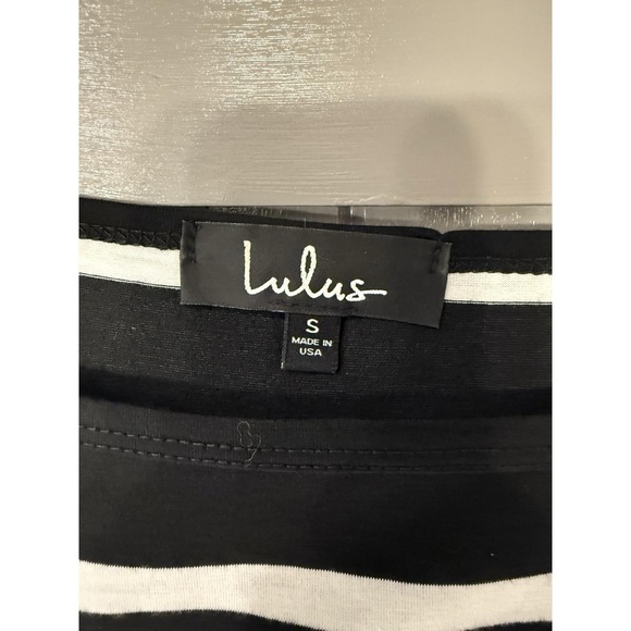 Lulus Womens Back White Stripes Mini 3/4 Sleeve Bodycon Career Casual Dress‎ S - Picture 3 of 4